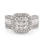 14k White Gold 5.5g 1.31CTW Pure Round/Baguette Diamond Octagon Bridal Band Ring