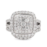 14k White Gold 7.4g 1.98CTW Round/Baguette Diamond Cushion Square Band Ring Set