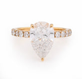 14k Yellow Gold 3.85 CTW Tear Drop Solitaire Lab Diamond Women's Ring 3.6g