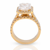 14k Yellow Gold 5.34 CTW Radiant Solitaire Lab Diamond Rectangular Shape Ring Women Band 8.3g