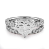 14k White Gold 4.32 CTW Heart Shape Solitaire Round Lab Diamond Band Women Ring 6g
