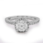 14k White Gold 1.42 CTW Round Solitaire/Band Lab Diamond Band Women Ring 3.9g