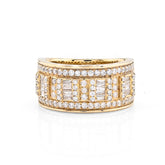 10k Yellow Gold 1.38 CTW Round/Baguette Natural Diamond Men Ring 8.8gms