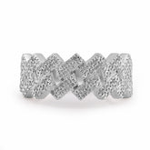 925 White Snake Cuban Link 0.375 CTW Natural Diamond Men Pinky Ring 4.7g