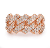 14k Rose Gold 1.84 CTW Snake Cuban Link Dual Row Natural Diamond Men Ring 5g