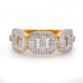 10k Yellow Gold 0.625 CTW Gucci Link Natural Diamond Men Ring 4.8gm