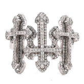 10k White Gold Three Cross 1 CTW Natural Diamond Mens Pinky Ring 12.9gm