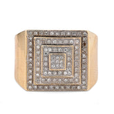 10k Yellow Gold 0.69 CTW Natural Diamond Multi Level Square Shape Men Pinky Ring 5.7g