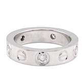 14k White Gold 0.74 CTW Natural Diamond Cartier 5 Diamond Love Ring Men Band 12.2g