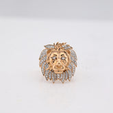 10k Yellow Gold 1.87 CTW Natural Diamond Lion Head Men Pinky Ring 9.6g