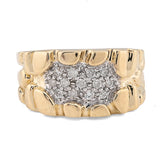 10k Yellow Gold 0.25 CTW Centre Natural Diamond Men Nugget Ring 6.6gm