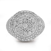 10k White Gold Flower Cluster 5.30 CTW Natural Diamond Side Iced Mens Round Pinky Ring 14.4g