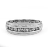 10k White Gold 0.26 CTW Natural Diamond Single Row Mens Band 4gms