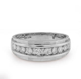 10k White Gold 0.54 CTW Centre Row Natural Diamond Men Band 4.6gms