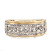 10k Yellow Gold 3 Row Round Natural Diamond 0.50 CTW Men Band 6.9gm