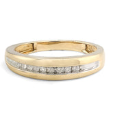 10k yellow Gold 0.12 CTW Single Row Natural Diamond Men Band 2.9gms