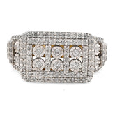 10k Yellow Gold Rectangle Multi-Column Illusion Side Iced 1.05 CTW Natural Diamond Men Pinky Ring 9.7g