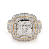 10k Yellow Gold 0.75 CTW 3 Layer Square Shape Natural Diamond Men Pinky Ring 7.3g