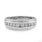 14k White Gold 0.26 CTW Natural Diamond Centre Row Men Band 4.7g