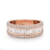 10k Rose Gold 1.15 CTW Natural Baguette Centre Row Men Diamond Band 6.2gms