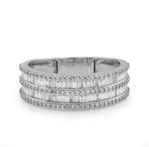 10k White Gold 0.94 CTW Natural Diamond 2 Row Baguette Men Band Ring 5gms