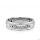 925 Sterling Silver 0.16 CTW Natural Diamond Men Centre Row Band Ring 4.3g