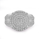 925 Sterling Silver 1.29CTW Lab Grown Round Cluster Halo Mens Round Pinky Ring 7.8gm