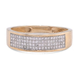 10k Yellow Gold 0.30CTW Natural Diamond 4 Row Centre Band Mens Ring 2.1gm