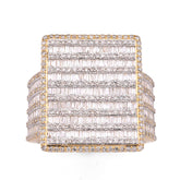 10k Yellow Gold 2.04CTW Natural Diamond Big Rectangle Mens Round Baguette Ring 10gm