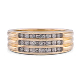 10k Yellow Gold 0.21CTW Three Row Centre Mens Band Natural Diamond Ring 5.3gm