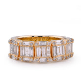 14k Yellow Gold Round/Baguette Block Link 3.5CTW Natural Diamond Mens Pinky Ring 11.4gm