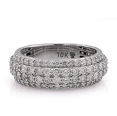 10k White Gold 2.65CTW 4 Row Natural Diamond Mens Ring Band 6.2gm