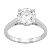 14k White Gold Round 2.01CTW Centre Solitaire Lab Diamond Womens Ring 3.5gm