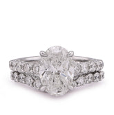 14k White Gold 3 CTW Centre Oval Solitaire Women Engagement Ring with Band 4.90CT Lab Diamond 8.6gm