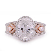 14k White Gold Oval 3.0CTW Centre Solitaire Round/Baguette/Pear Lab Diamond 4.03CT Womens Ring 7.3gm