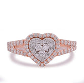 10k Rose Gold Two Layer Heart Shape 0.76CTW Lab Diamond Womens Ring 3gm