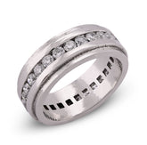 10k White Gold 2CTW Centre Row Band Lab Diamond Mens Ring 10gm