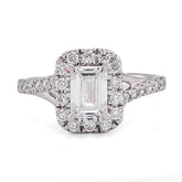 14k White Gold 1.5CTW Emerald Centre Side Iced Women Lab Diamond Wedding Ring 3.3gm
