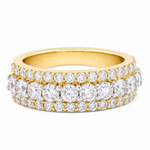10k Yellow Gold 3 Row 2.61CTW Lab Diamond Mens Ring Band 9.7gm