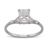 14k White Gold 1.30CTW Radiant Centre Round/Marquise Lab Diamond Side Women Ring 1.6gm