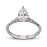 14k White Gold 1CTW Centre Pear/Tear Drop Lab Diamond Women Ring 2.5gm