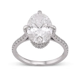 14k White Gold 4.69CTW Oval Solitaire Centre Lab Diamond Women Ring 3.5gm
