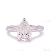14k White Gold 2CTW Centre Pear/Tear Drop Solitaire Lab Diamond Women Ring 3.6gm