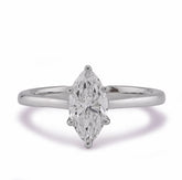 14k White Gold 1CTW Marquise Centre Solitaire Lab Diamond Women Ring 2.9gm