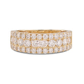 10k Yellow Gold 3 Row 2.02CTW Lab Diamond Men Band Ring 4.3gm