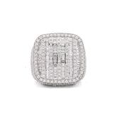 10k White Gold 5.90CTW Multi-Column Baguette/Round Lab Diamond Men Rectangle Pinky Ring 14.4gm
