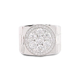 10k White Gold 3.17CTW Flower Cluster Centre Halo Men President's Lab Diamond Pinky Ring 13.5gm