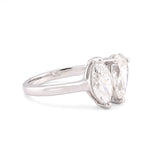 14k White Gold 2.50CTW Pear/Marquise Solitaire Centre Lab Diamond Women Ring 4.1gm