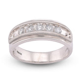 14k White Gold 5 Stone Centre Single Row 0.50CTW Lab Diamond Men Band 7.8gm