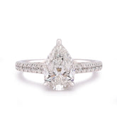 14k White Gold 2.25CTW Pear/Tear Drop Solitaire Centre Women Lab Diamond Ring 3.9gm